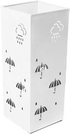 GLOGLOW Nan Metal Umbrella Stand, Carbon Steel, Stylish and Durable Umbrella Holder Bin for Entryway, Home, Office Spaces with 42x16x16cm Ornament (White)
