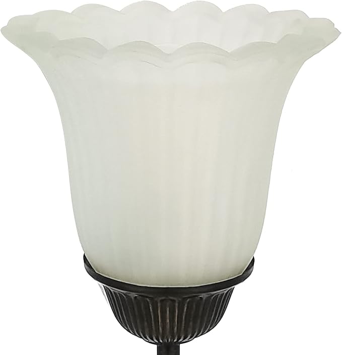 Touch Leaf Bedside Table Lamp with 2 USB Ports Nightstand Lamps | 3-Way Dimmable Vintage Lamps White Glass Shade Vintage Rural Leaf Lamp for Living Room Bedroom Side Table, LED Bulb Included