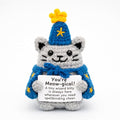 Handcrafted Crochet Witch Doll, Small 2.5x1.5x4 Inch Decorative Plush Figure, Yarn Material, Magical Theme, Inspirational Signs, for Ages 13+ (Cat Wizard)