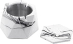 FREELOVE Concrete Ashtray with Lid & Stainless Steel Ashtrays for Cigarettes, Cement Ash Tray Smoking Holder Indoor Smokeless Outdoor Windproof Patio Home Office Cool Decor(White Marble, Large)