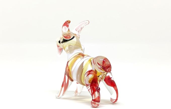 Goat Tiny Figurines Animals Hand Blown Color Glass Art Collectible Gift Home Décor (Amber Red)