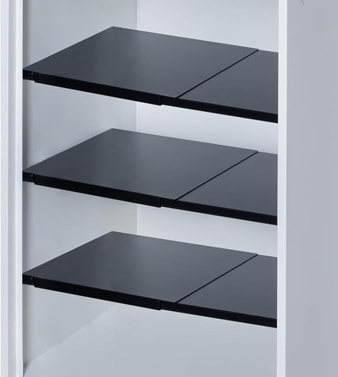 10''-16.5'' Adjustable Locker Organizer | Metal, Heavy Duty Steel Locker Organizer for School & Gym | Expandable Tension Shelf | Locker Divider Shelf Black