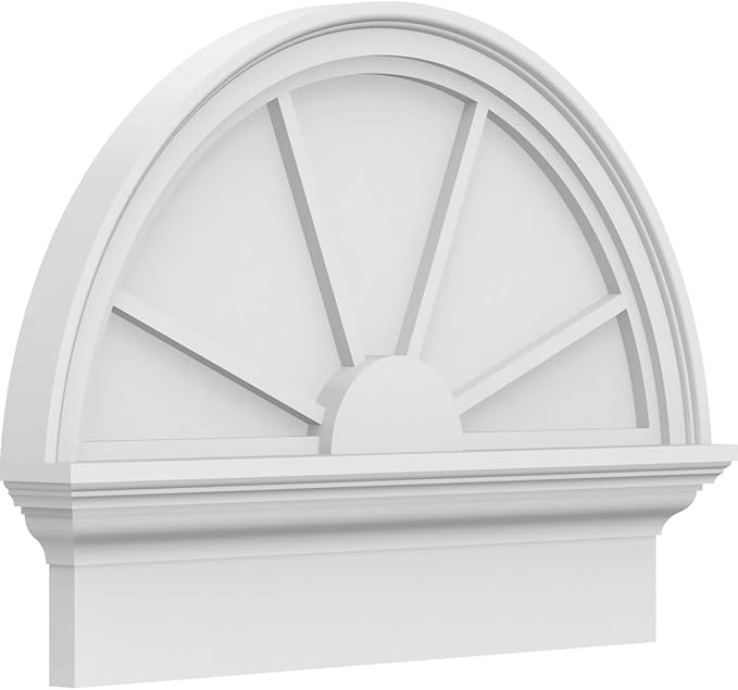 24"W x 18-3/4"H x 2-3/4"P Half Round 4 Spoke Architectural Grade PVC Combination Pediment