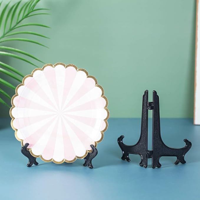 Artliving 6" Black 24pcs/Set Plastic Easels Plate Display Stands Picture Frame Stand Holder