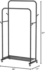 Clothes Garment Coat Rack Drying Clothing Racks Metal Freestanding for Hanging Clothes Portable Closet for Laundry Bedroom Black