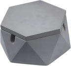 FREELOVE Concrete Ashtray with Lid & Stainless Steel Ashtrays for Cigarettes, Cement Ash Tray Smoking Holder Indoor Smokeless Outdoor Windproof Patio Home Office Cool Decor(Grey, Small)
