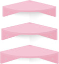 Homode Corner Shelf Wall Mount, Set of 3 Corner Floating Shelves with Cable Hole, 3 Tier Wood Corner Hanging Shelves, Living Room Bedroom Bathroom, Pink