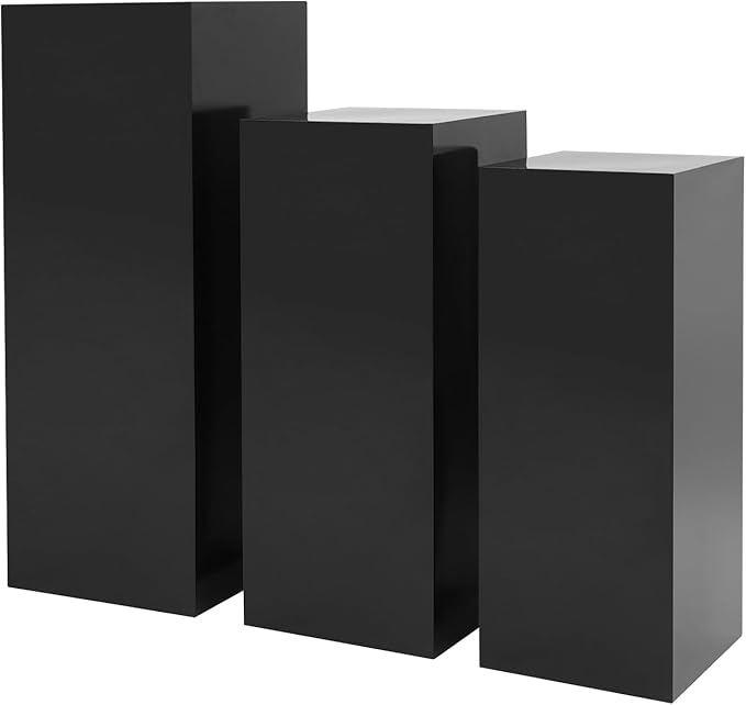 Display Pedestal Stand, Metal Display Pedestal Stands, Metal Showing Holder Pillars Display Pillars For Birthday Party Wedding 110.23 lbs Load-Bearing Capacity (Black 3 PCS)