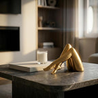 Golden Legs Sculpture - Elegant Resin Statues for Aesthetic Shelf Decor & Office Desktop & Cabinets | 7.87" D x 3.54" W x 4.53" H, Side Lying Legs