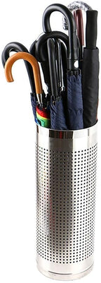 Umbrella Stand Stainless Steel Tubular Metal Perforated for Home Office Hallway - Silver