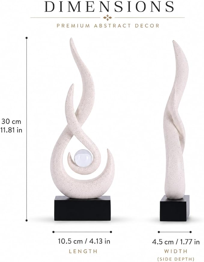 Modern Abstract Art Table Decoration,Resin Flame Statue Modern Centerpiece Ornaments for Living Room Great Gift Idea Home Decor,Collectibles (Beige)