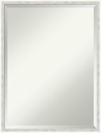 Amanti Art White Wall Mirror 25x19 Paige White Silver Rectangle Bathroom Mirror for Wall Decor Living Room, Medium Modern Wood Frame, Hangs Horizonally and Vertically, Bathroom Decor, Beveled Edge