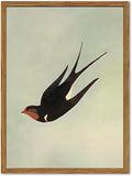Framed Vintage Bird Wall Art, Sage Green Flying Swallow Pictures Wall Decor, Minimalist Japandi Nature Paintings Canvas Prints Modern Home Decor for Living Room Bedroom Bathroom Office 16x24 Inch