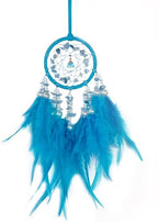 Dream Catcher Car Rear View Mirror Pendant,Car Charm Crystal Small Dream Catchers for Rearview Mirror Hanging,Dreamcatcher car Charm Ornament Gift(Blue)