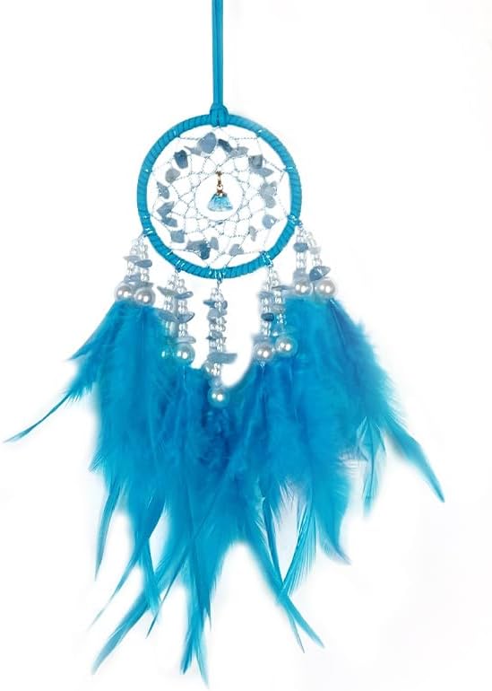 Dream Catcher Car Rear View Mirror Pendant,Car Charm Crystal Small Dream Catchers for Rearview Mirror Hanging,Dreamcatcher car Charm Ornament Gift(Blue)