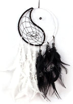 Yahpetes Dream Catcher 19.7" Feather Chandelier Ornaments Handmade Indian Wall Decoration Interior Rearview Pendant Charm Car Hanging with Feathers Beads (Black and White)