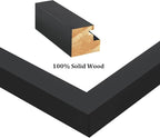Egofine A4 Picture Frames Set of 4, Made of Solid Wood Covered by Plexiglass 5x7 and 6x8 with Mat or A4 whitout Mat, for Table Top Display and Wall Mounting Photo Frame Black