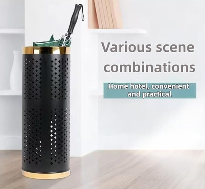 Stainless Steel Umbrella Stand Umbrella Storage Bin Space-Saving Perforated for Home Office Entryways Hotels (B)