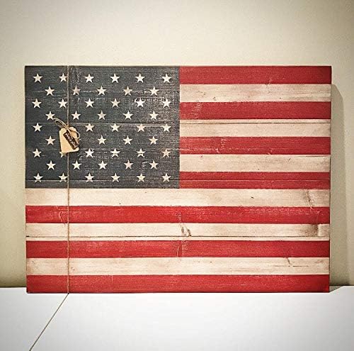 Wood American Flag Sign Distressed Rustic Wooden Plank USA Flag Handpainted United States Flag Custom Wood Flags Custom Wood Signs Wooden Plaque Rustic Wall Art Decor for Living Room Bedroom