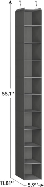 YOUDENOVA Hanging Shoe Organizer, 10-Shelf Closet Shoe Organizers for Closet, Hanging Shoe Storage, Grey, 2 Packs