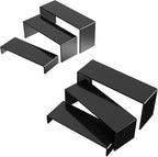 6 PCs Risers Display Stands 3 Tiers Desktop Acrylic Shelves Cake Dessert Holder Products Stand for Collectibles Shoes Jewels Pop Figure （Black）