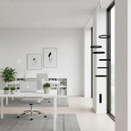 Hanging Mobile with 6 Black Rings (5.5”) - Modern Decorative Art for Home or Office