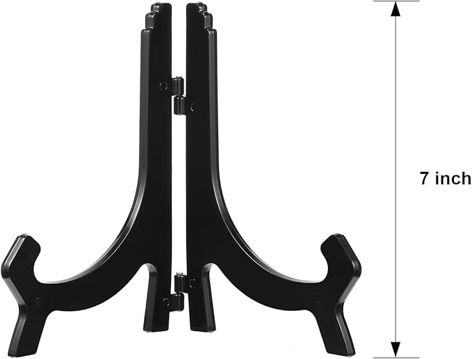 HESTYA 6 Pack Acrylic Easel Stand, Display Stand, Plate Holder for Display, Photo Holder Picture Frame Book(Black,7 Inch)