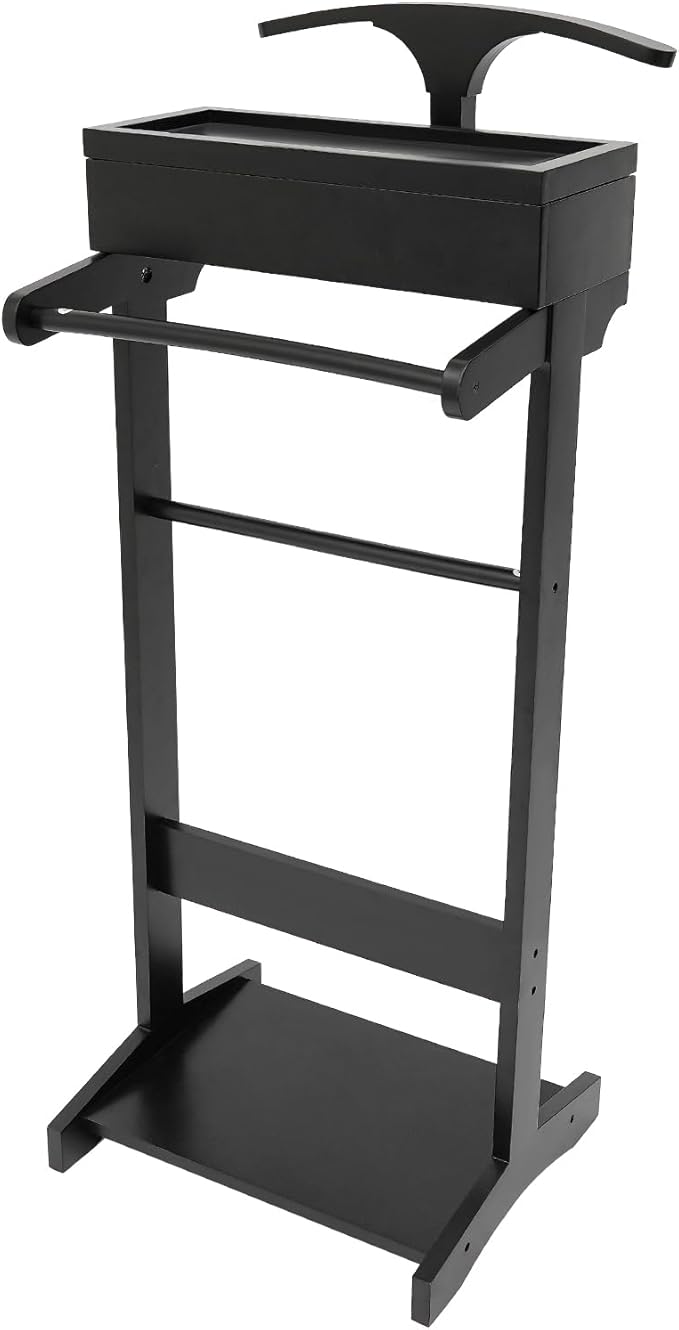 Bitodd Suit Rack, Cape Rack, Floor Standing Coat Rack, Clothes Valet Stand for Men, Modern Minimalist Silhouette Coat Rack for Storing Men'S and Women'S Suits, Pants, Neckties (Black)
