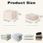 Ultra Space Saving Self Compression Organizer, Large Capacity Storage Bag, Thick Satin Fabric Heavy Duty Bags for Comforters Blankets Bedding Duvet (Beige, Large, 21x17x12in)