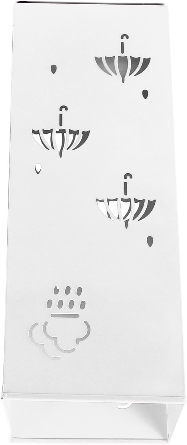 GLOGLOW Nan Metal Umbrella Stand, Carbon Steel, Stylish and Durable Umbrella Holder Bin for Entryway, Home, Office Spaces with 42x16x16cm Ornament (White)