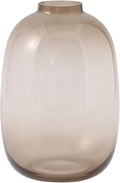 Brown Glass Vase, 10 Inches Large Glass Vase, Tall Glass Vases for Flowers, Modern Round Vases for Living Room, Dining Table, Shelf, Wedding, Office, Home