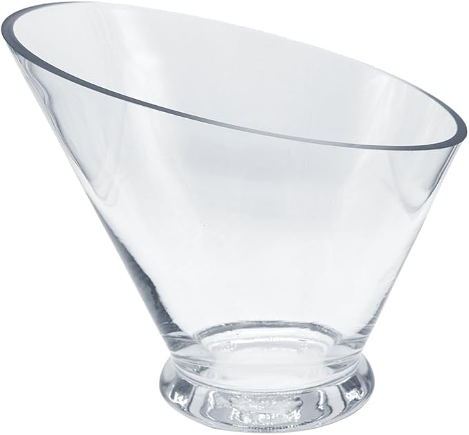 WGVI Slant Cut Calyx Glass Vase, Width 9", Height 7.75", Clear Terrarium, Candy Dish, Fruit Jar, Floral Container for Wedding Party Event, Home Office Decor, 4 Pieces