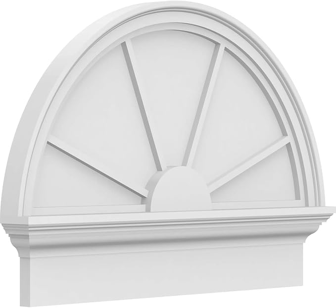 28"W x 20-3/4"H x 2-3/4"P Half Round 4 Spoke Architectural Grade PVC Combination Pediment