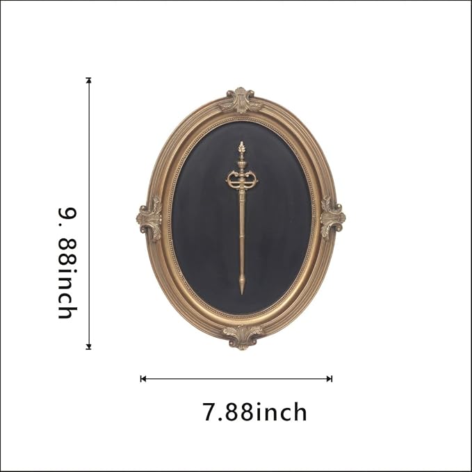 Vintage Wall Sculpture Antique Decoration Pediment Hallway Art Statue for Living Room Office Bedroom Gallery,Handmade Gift Aesthetic Design Royal Scheme (Black & Bronze Scepter)