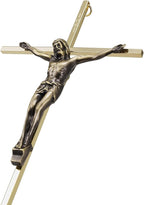 ACHIBANG Gold Crucifix Wall Cross - 10" Catholic Metal Cross with Jesus & INRI, Faith Decor for Wall or Door Display