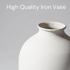 Large White Vase, Big Iron Vase for Long Stem Flowers, White Arlo Matte Finish for Modern Minimalist Table Decor, Japandi Home Decor