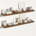 Vivelove Rustic Floating Shelves for Wall 12 Inch Deep, 55" X 12" X 1.5" Floating Shelf, 2 Inch Thick Shelf for Living Room Bathroom Bedroom Kitchen Office, Rustic Farmhouse Decor Set of 2, Walnut