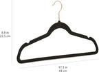 Amazon Basics Slim Velvet Non-Slip Space Saving Suit Clothes Hangers for Closet Organization, Black/Rose Gold, 50-Pack