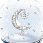 The Bradford Exchange My Daughter, I Love You to The Moon and Back Snowglobe with Moon and Heart Charm (Silver with Blue Designs)
