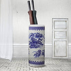 Chinese Style Umbrella Stand, Multifunctional Ceramic Vase, Large Capacity Umbrella Holder, Umbrella Stand Rack for Entryway, 40CM, Blue