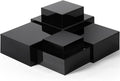 Geelin 6 Pack Acrylic Risers for Display Acrylic Cube Boxes Risers Display Stands with Hollow Bottoms Decorative Stand for Jewelry Candy Table Decor 6 Sizes(Black,7 to 12 Inch,Square)