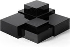 Geelin 6 Pack Acrylic Risers for Display Acrylic Cube Boxes Risers Display Stands with Hollow Bottoms Decorative Stand for Jewelry Candy Table Decor 6 Sizes(Black,7 to 12 Inch,Square)