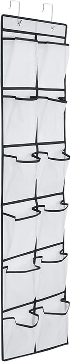 12 Large Pockets Over Door Hanging Shoe Organizer, White