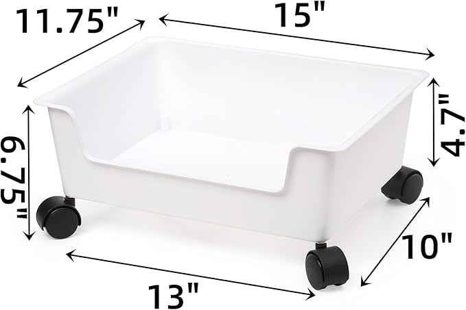 3 Pack Under Bed Storage, Underbed Toys Storage Containers with Wheels, Plastic Bedroom Storage Organization, Under Bed Storage Bins Drawer For Clothes Blankets Shoes Books, White