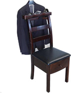Chair Valet With Drawer Wooden Suit Valet Stand With Contour Hanger Trouser Bar And Top Storage Tray Freestanding Clothes Rack For Men And Women Clothing Organizer For Office Hotel(Dark Brown A)