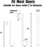 GameXcel 4 Pcs 12"+15" Wreath Hanger for Front Door - Large Wreath Metal Hook for Christmas Wreath Over The Door Hanger 2 x 12 and 2 x 15 - White