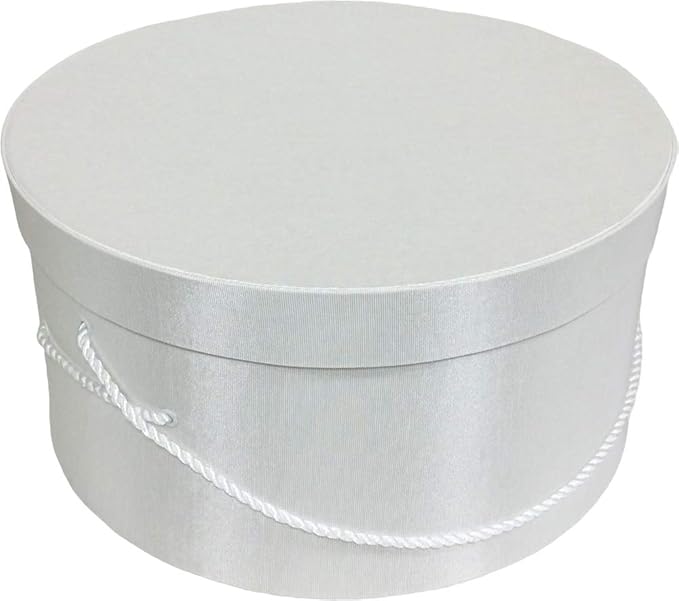 Sarah's Hat Boxes Classic White Hat Box – 12.75" x 6.5" (Dia. x Ht.) Handmade in USA – Odorless Non-Toxic Adhesive, Cording Handle – Premium Storage for Hats & Accessories