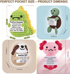 mini Positive Dolls Bulk Gifts - 4pcs Cute Emotional Support Animals Desk Decor with Cards, Emotional Support Crochet Animals for Friends, Funny Knitted Small Gifts for Christmas.