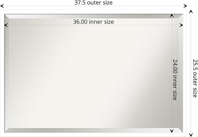 Amanti Art White Wall Mirror 25x37 Svelte White Rectangle Bathroom Mirror for Wall Decor Living Room, Large Modern Wood Frame, Hangs Horizonally and Vertically, Bathroom Decor, Beveled Edge