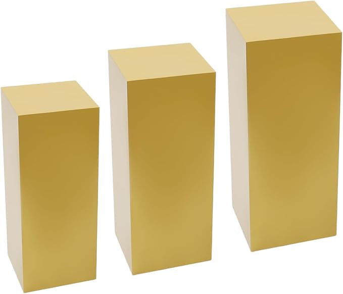 Display Pedestal Stand, Metal Display Pedestal Stands, Metal Showing Holder Pillars Display Pillars For Birthday Party Wedding 110.23 lbs Load-Bearing Capacity (Gold 3 PCS)